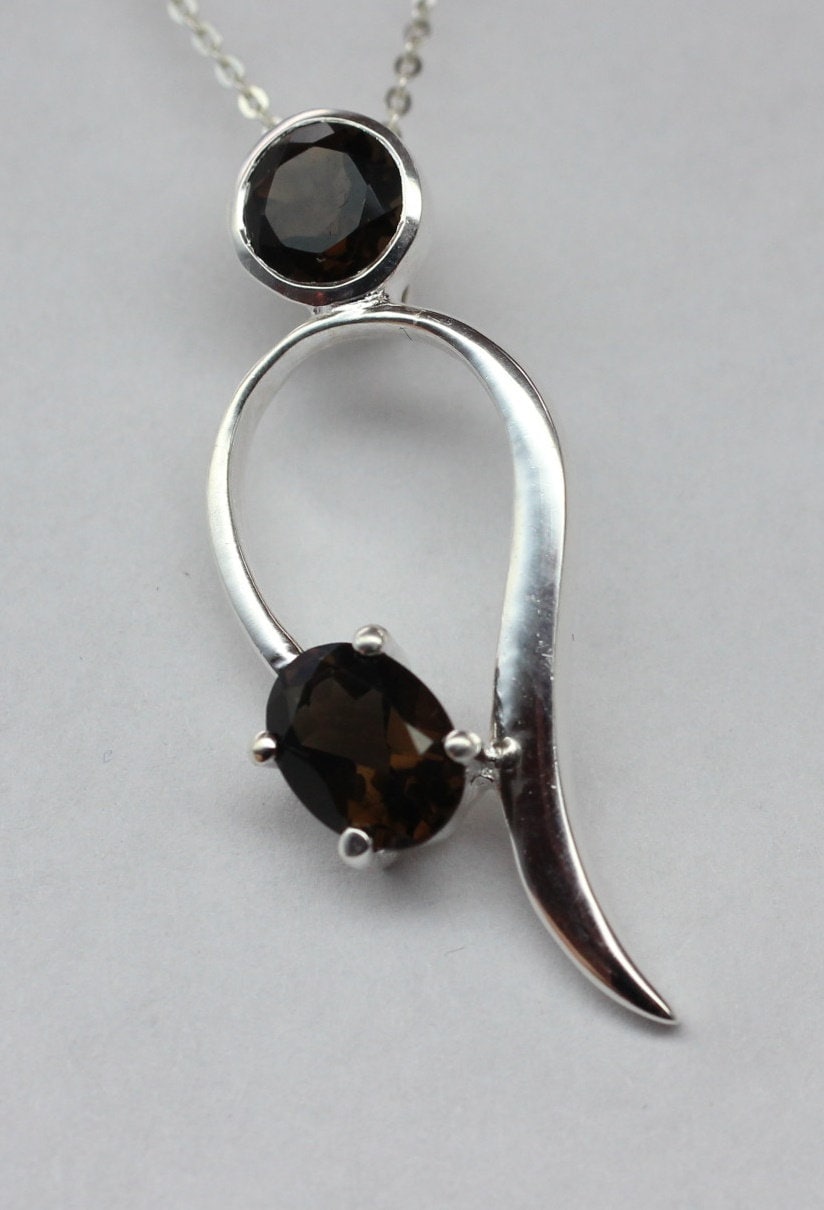 Edler 1,4 Carat Rauchquarz Anhanger 925 smoky quarz brauner Edelstein