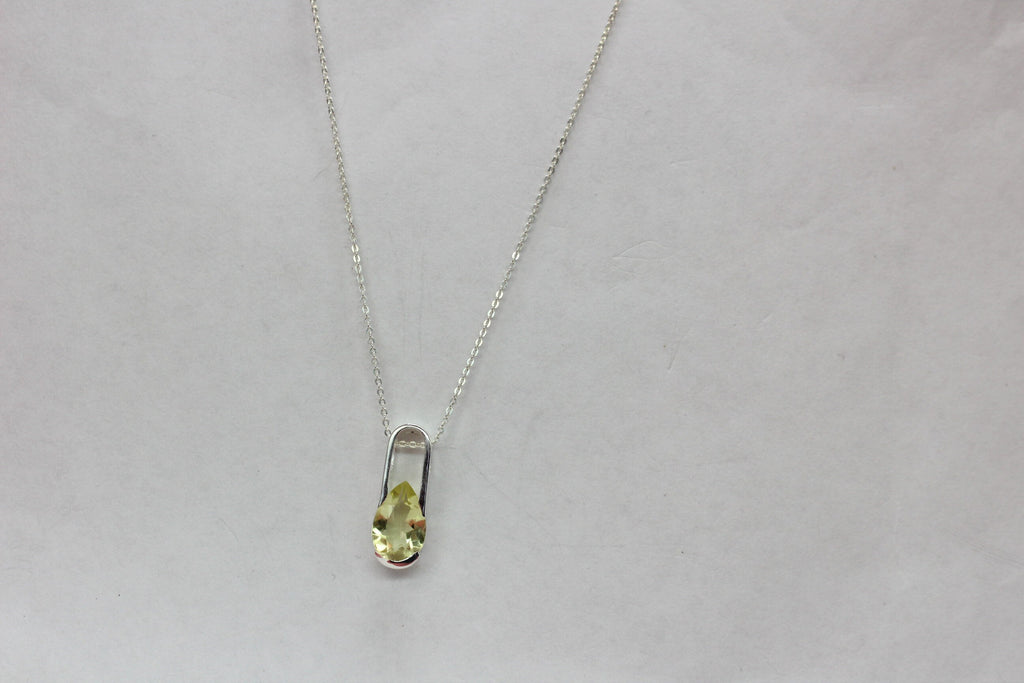 Edler 2,9 Carat Limonentopas Anhanger 925 Silber Collier Kette  Lemonquarz topas