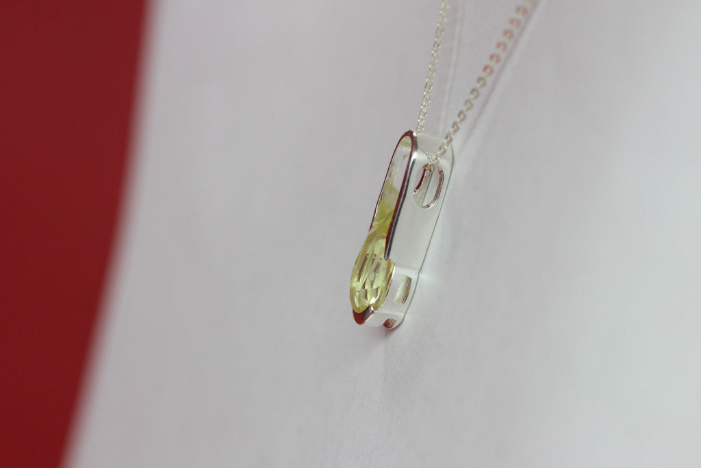 Edler 2,9 Carat Limonentopas Anhanger 925 Silber Collier Kette  Lemonquarz topas