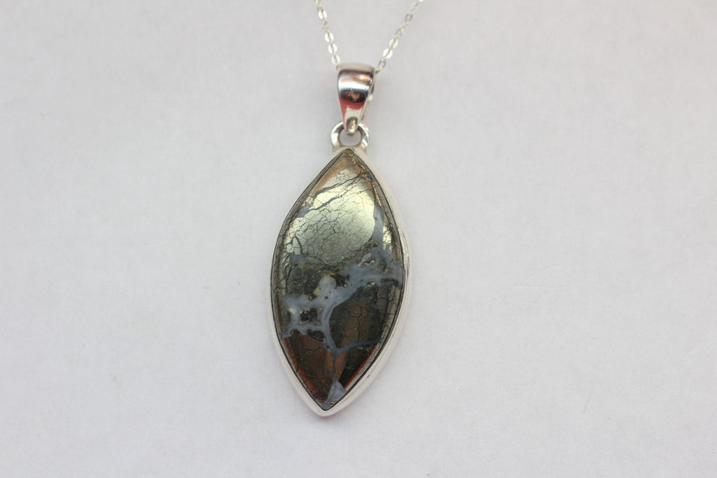 Achat mit Pyrite Anhanger 925 Silber Collierr Kette wundervolles Mineral   Unitkat