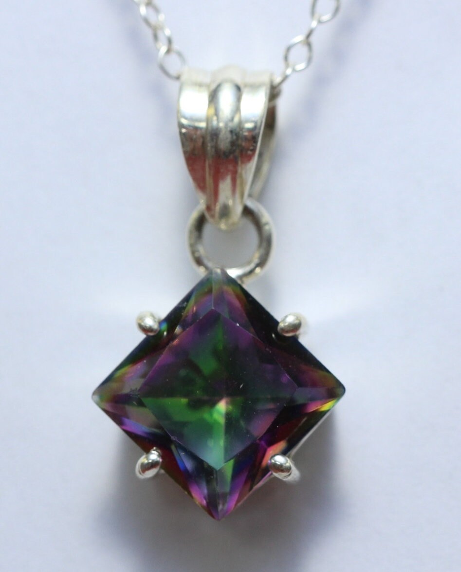 Edler 5,1 Carat Mystik Topas Anhanger 925 Silber Collier Kette mystischer Topas