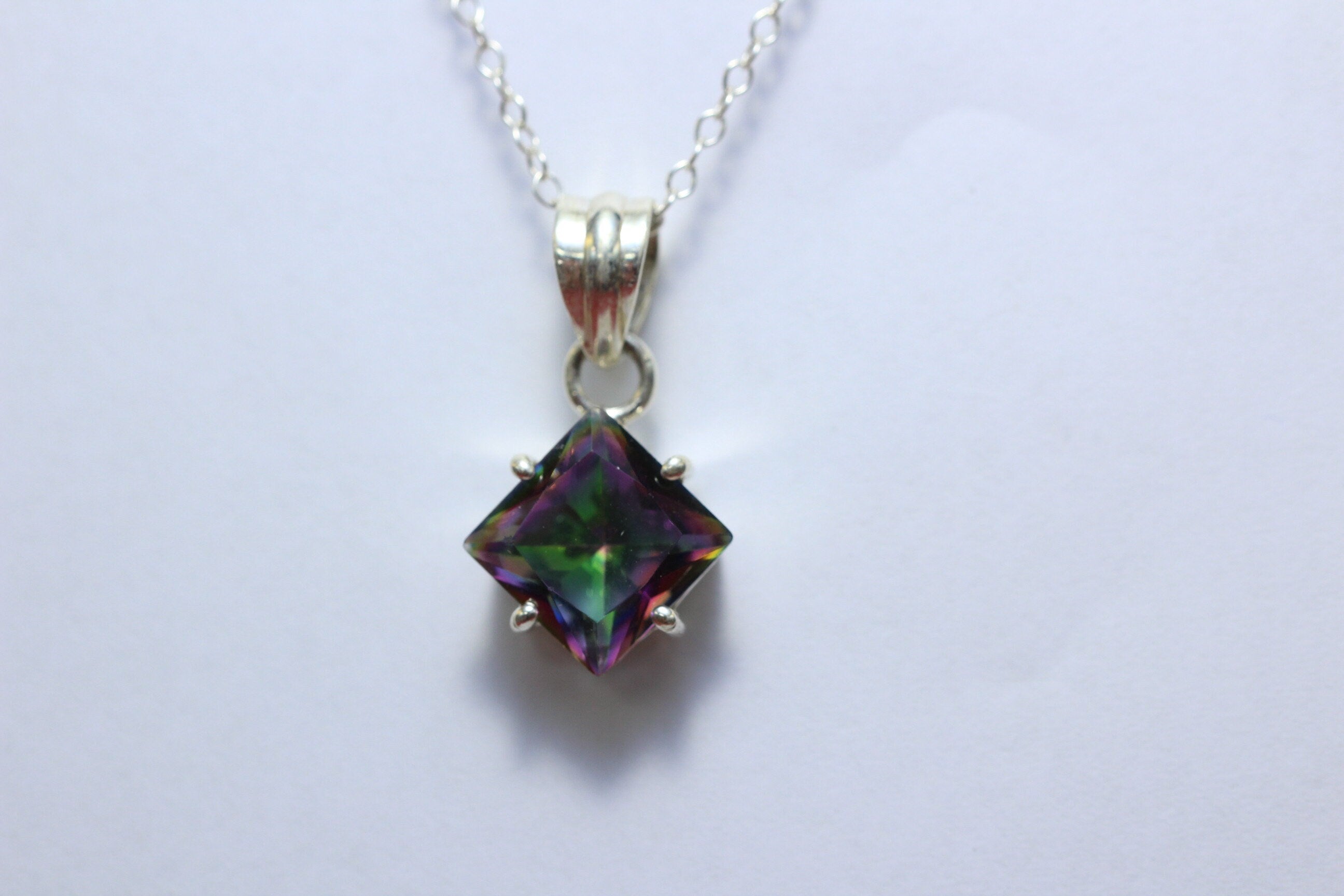 Edler 5,1 Carat Mystik Topas Anhanger 925 Silber Collier Kette mystischer Topas