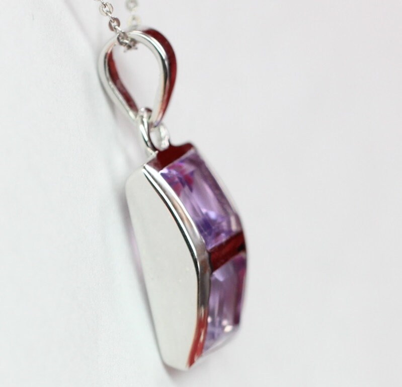 Echter Amethyst Anhänger 925 Silber - 2,9 Karat Violetter Edelstein - Geburtsstein Februar - Geschenk für Sie - Handgefertigter Schmuck"
