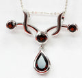 Edler 2,8 Carat blutroter Granatanhanger 925 Silber Collier Kette Silbercollier
