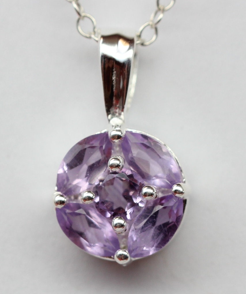 Edler 0,75 Carat Amethyst Anhanger 925 Silber Collier Kette Top Anhanger Edel