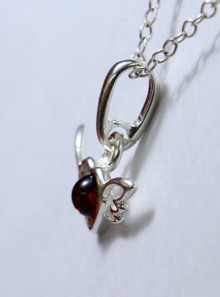 Bernstein Herzt mit Flageln 925 Silber Collier Kette Bernstein aus Letland