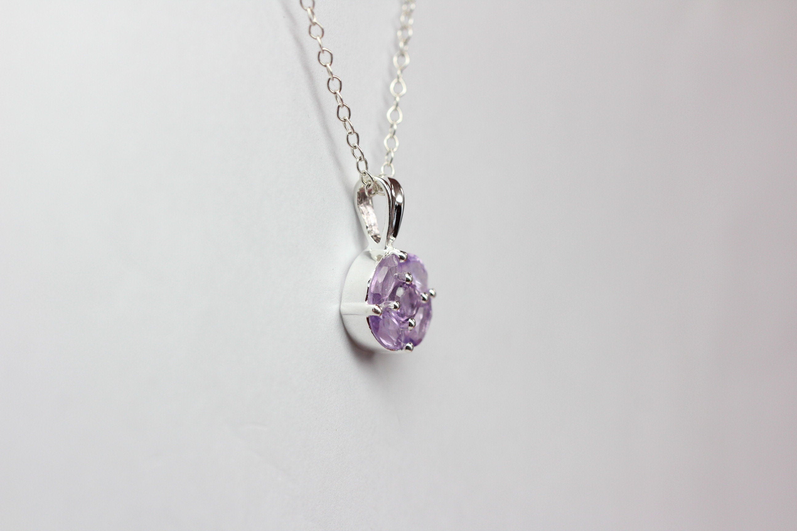 Edler 0,75 Carat Amethyst Anhanger 925 Silber Collier Kette Top Anhanger Edel