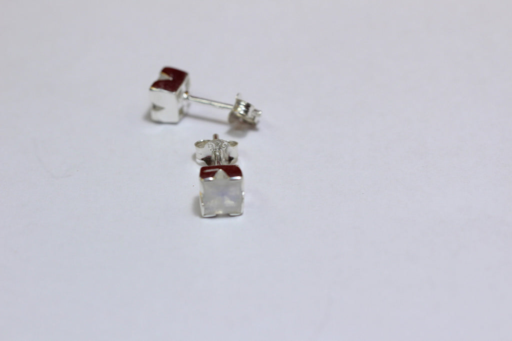 Edler 1,6 Carat Mondlichttopas Ohrstecker 925 Silber Ohrring Ohrschmuck Mondstein