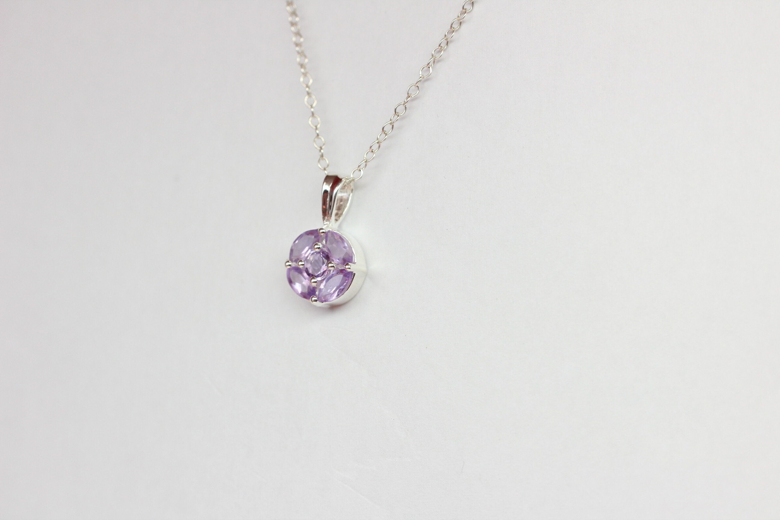 Edler 0,75 Carat Amethyst Anhanger 925 Silber Collier Kette Top Anhanger Edel