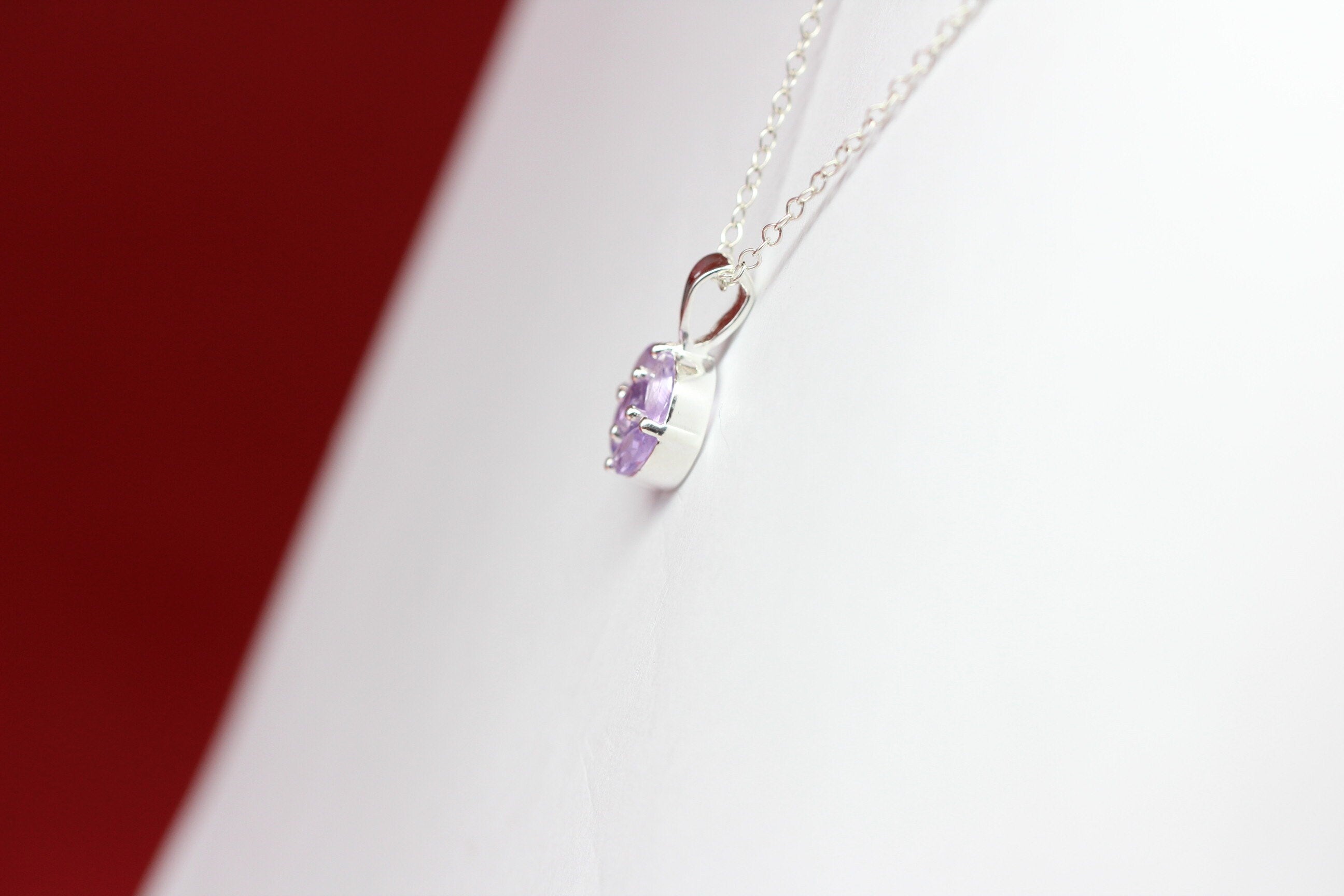 Edler 0,75 Carat Amethyst Anhanger 925 Silber Collier Kette Top Anhanger Edel