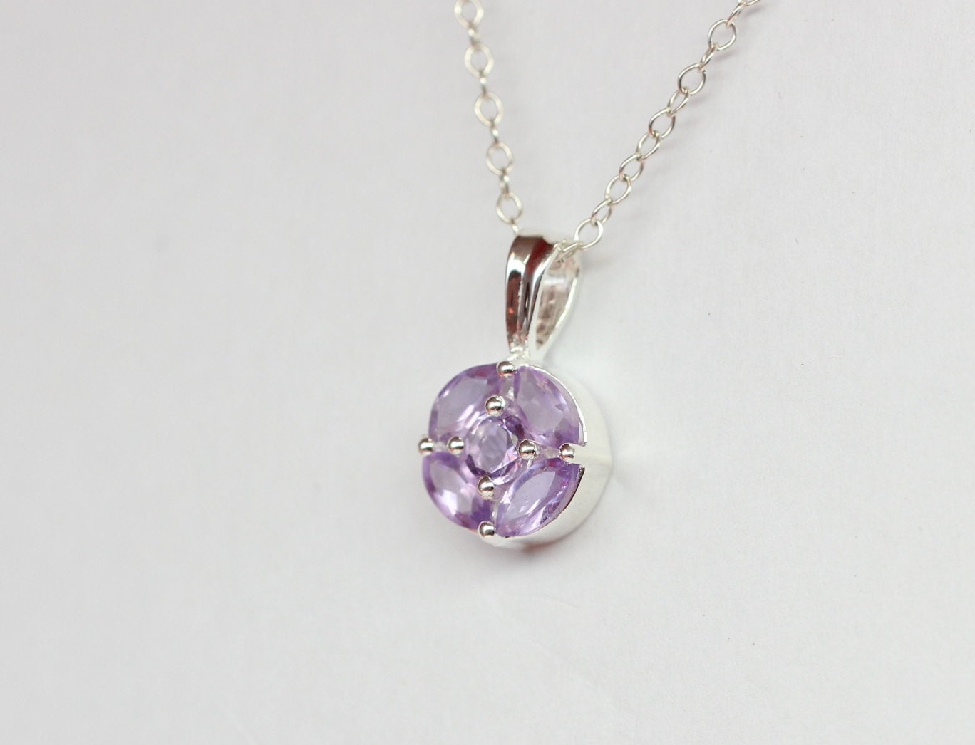 Edler 0,75 Carat Amethyst Anhanger 925 Silber Collier Kette Top Anhanger Edel