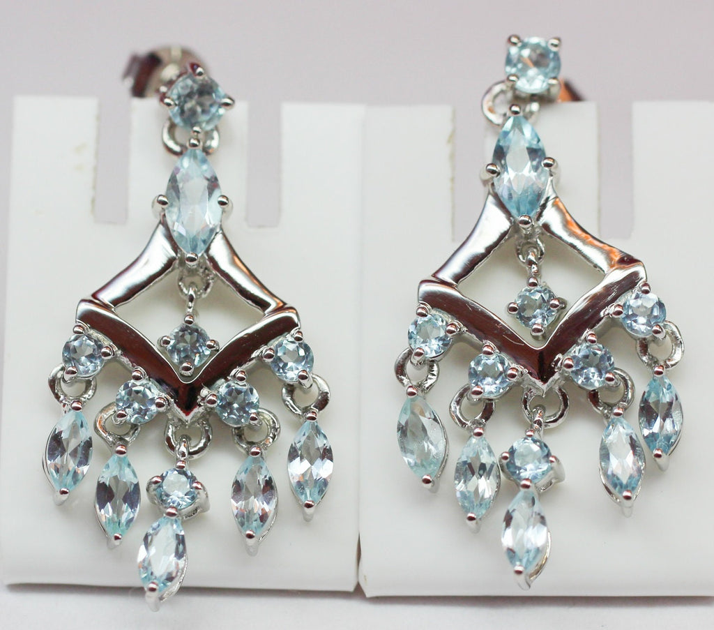 Edle 6,95 Carat Blautopas Ohrstecker 925 Silber sky blue Topas Ohrhanger