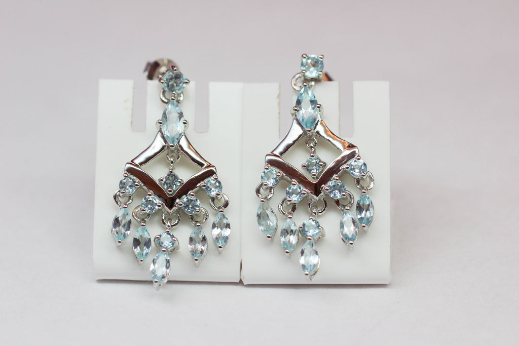 Edle 6,95 Carat Blautopas Ohrstecker 925 Silber sky blue Topas Ohrhanger