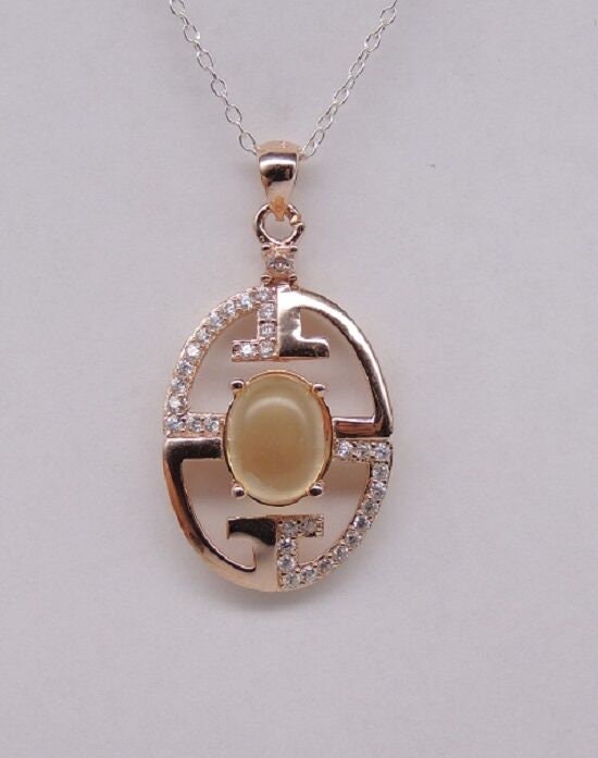 Edler 1,34 Carat Citrin Anhanger 925 Silber  rosee vergoldet Zirkonia