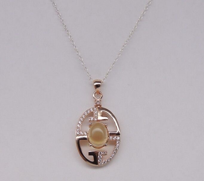 Edler 1,34 Carat Citrin Anhanger 925 Silber  rosee vergoldet Zirkonia