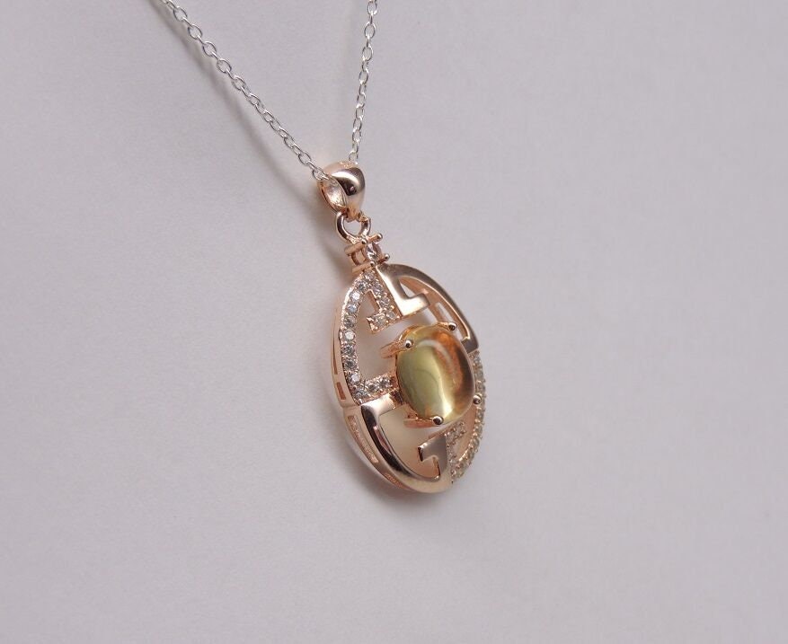 Edler 1,34 Carat Citrin Anhanger 925 Silber  rosee vergoldet Zirkonia
