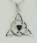 Echter Iolith Anhänger Silber 925, Keltischer Schmuck, Unendlicher Knoten, Kleiner Edelstein Kettenanhänger, 0,8 ct Unikat, Blaues Leuchten