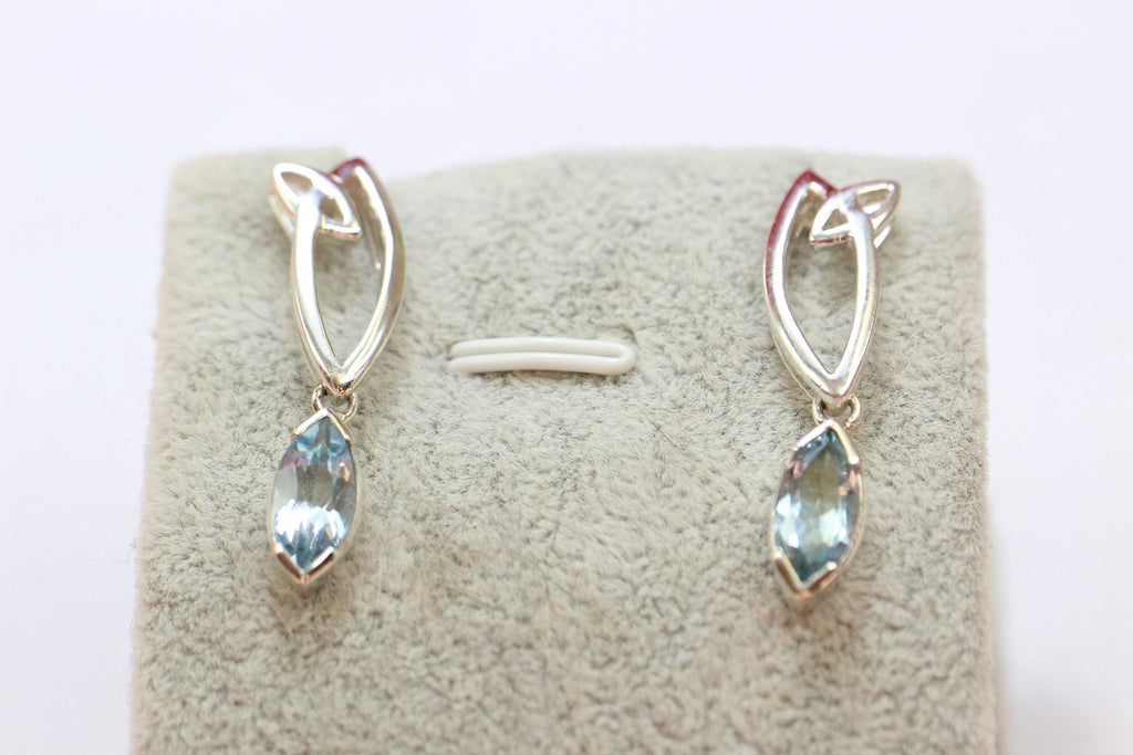 Edle 3,1 Carat Blautopas Ohrstecker 925 Silber sky blue Topas Ohrhanger Top