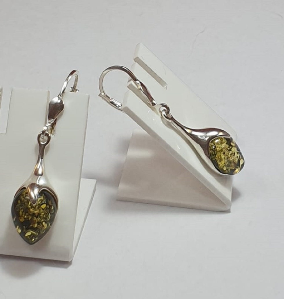 Edle Bernstein Ohrhanger 925  Silber Bernstein aus Letland Ohrschmuck Brisur
