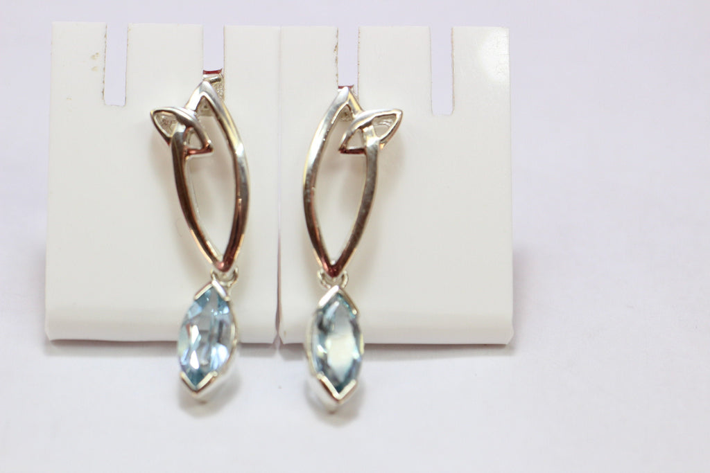Edle 3,1 Carat Blautopas Ohrstecker 925 Silber sky blue Topas Ohrhanger Top