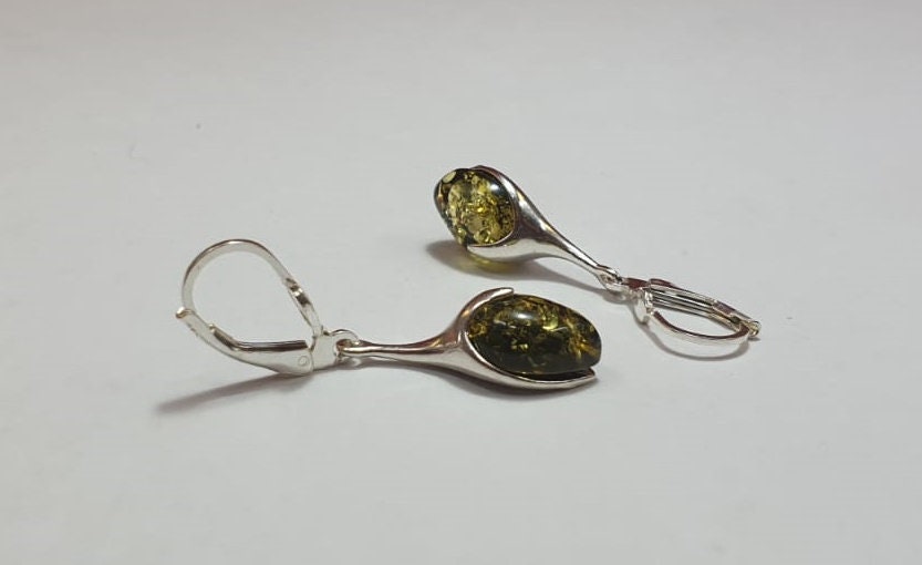 Edle Bernstein Ohrhanger 925  Silber Bernstein aus Letland Ohrschmuck Brisur