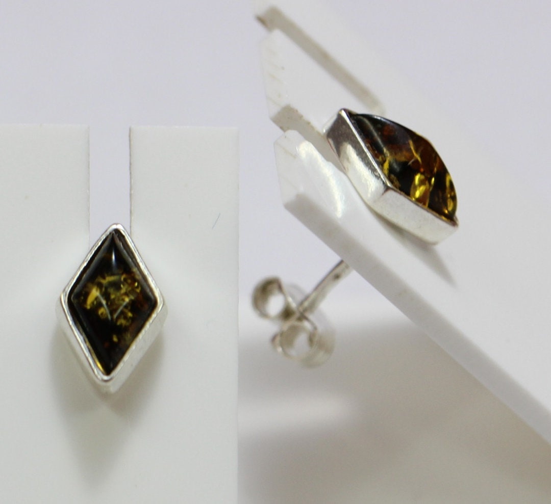 Edler Bernstein Ohrstecker Unisex 925 Silber Ohrschmuck Bernsten aus Litauen