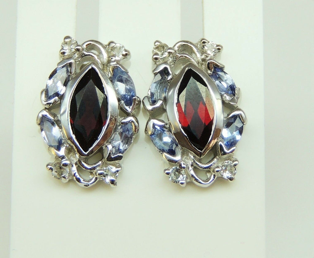 Edle 2,62 Carat Tansanit Granat Ohrstecker 925 Silber Ohrring Ohrschmuck