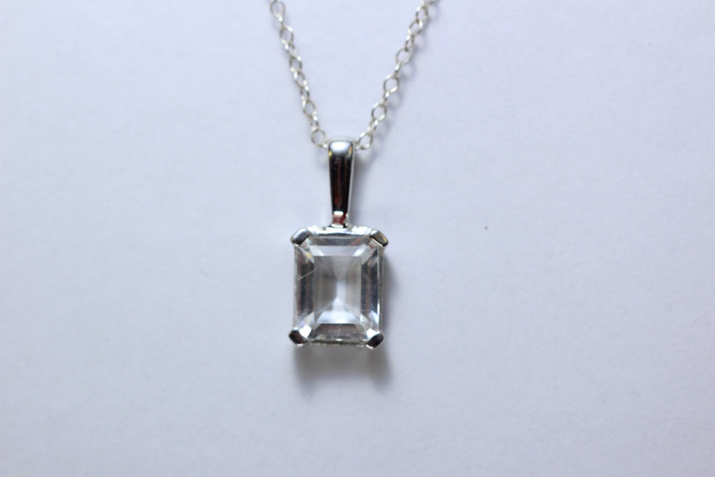 Edler 3,39 Carat weisstopas Anhanger 925 Silber Collier Kette Edelsteinanhanger