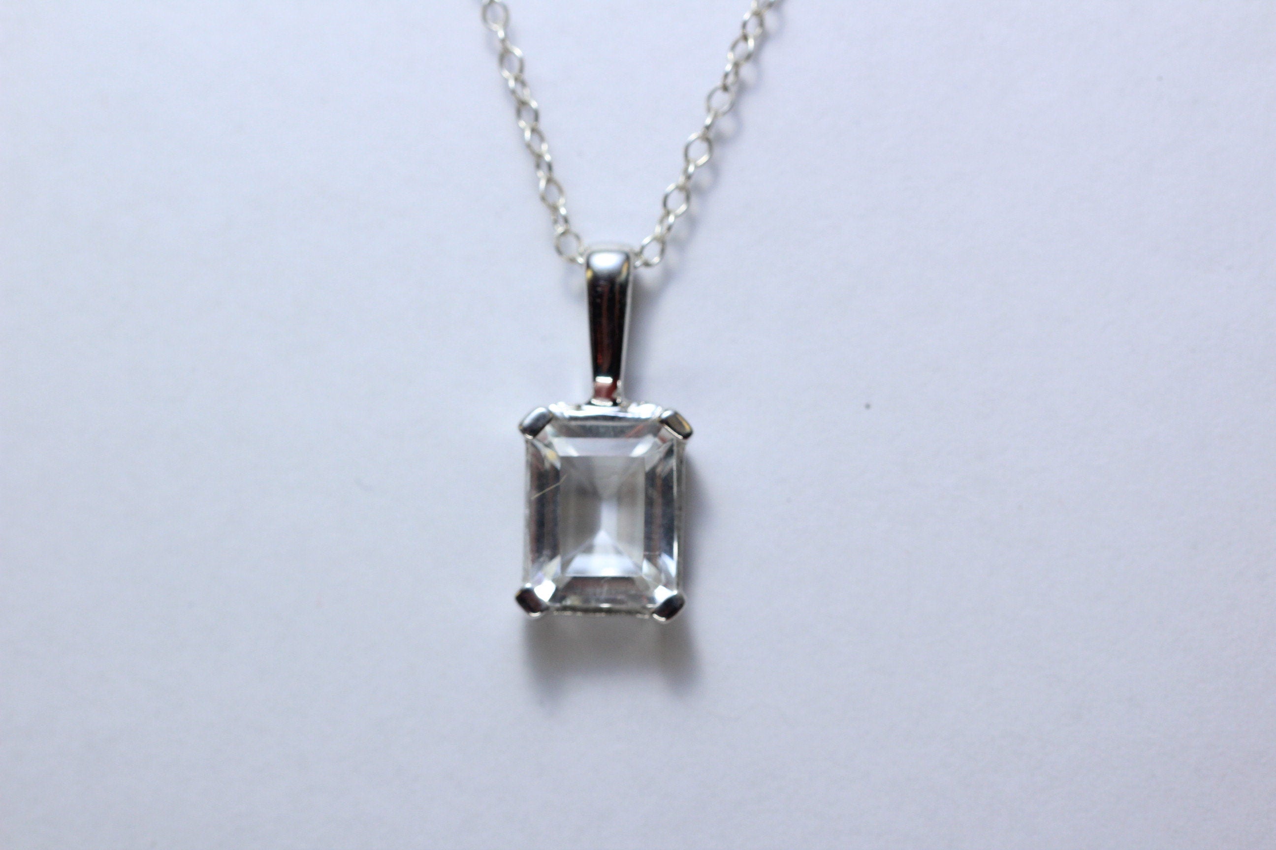 Edler 3,39 Carat weisstopas Anhanger 925 Silber Collier Kette Edelsteinanhanger