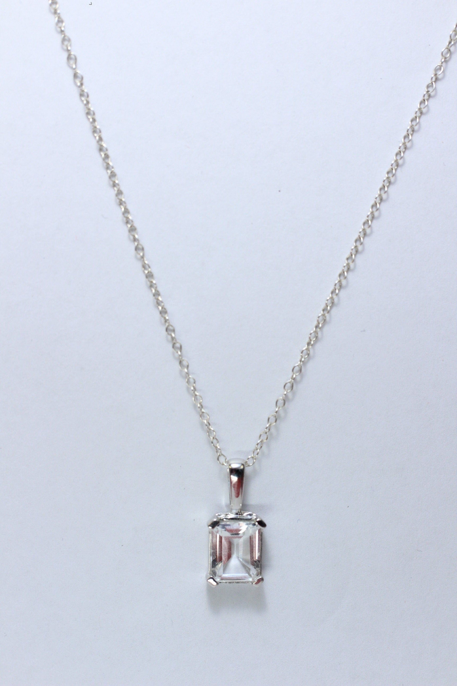 Edler 3,39 Carat weisstopas Anhanger 925 Silber Collier Kette Edelsteinanhanger