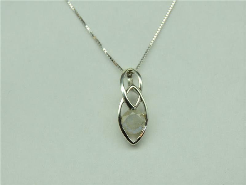Edler 0,5 Carat Mondlichttopas Anhanger 925 Silber Collier Kette Topas