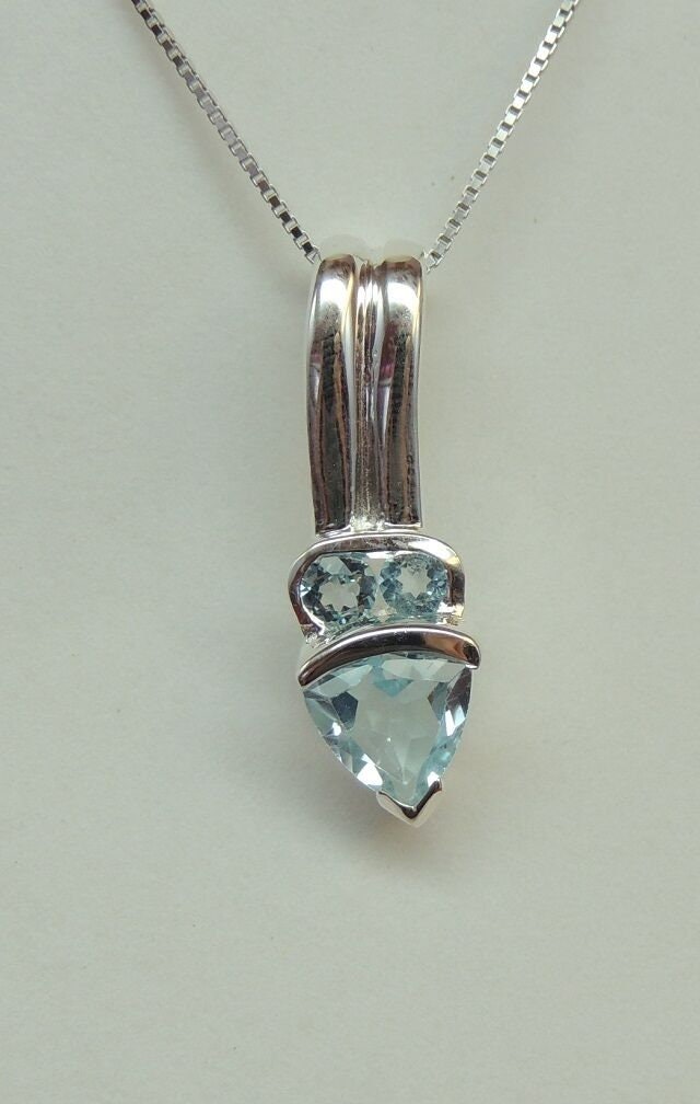 1,65 Carat Blautopas Designer Anhanger 925 Silber Collier Kette Top Design