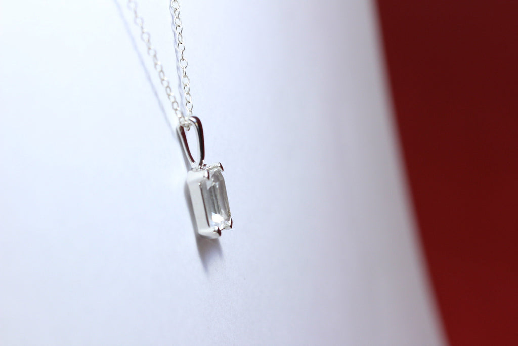 Edler 3,39 Carat weisstopas Anhanger 925 Silber Collier Kette Edelsteinanhanger