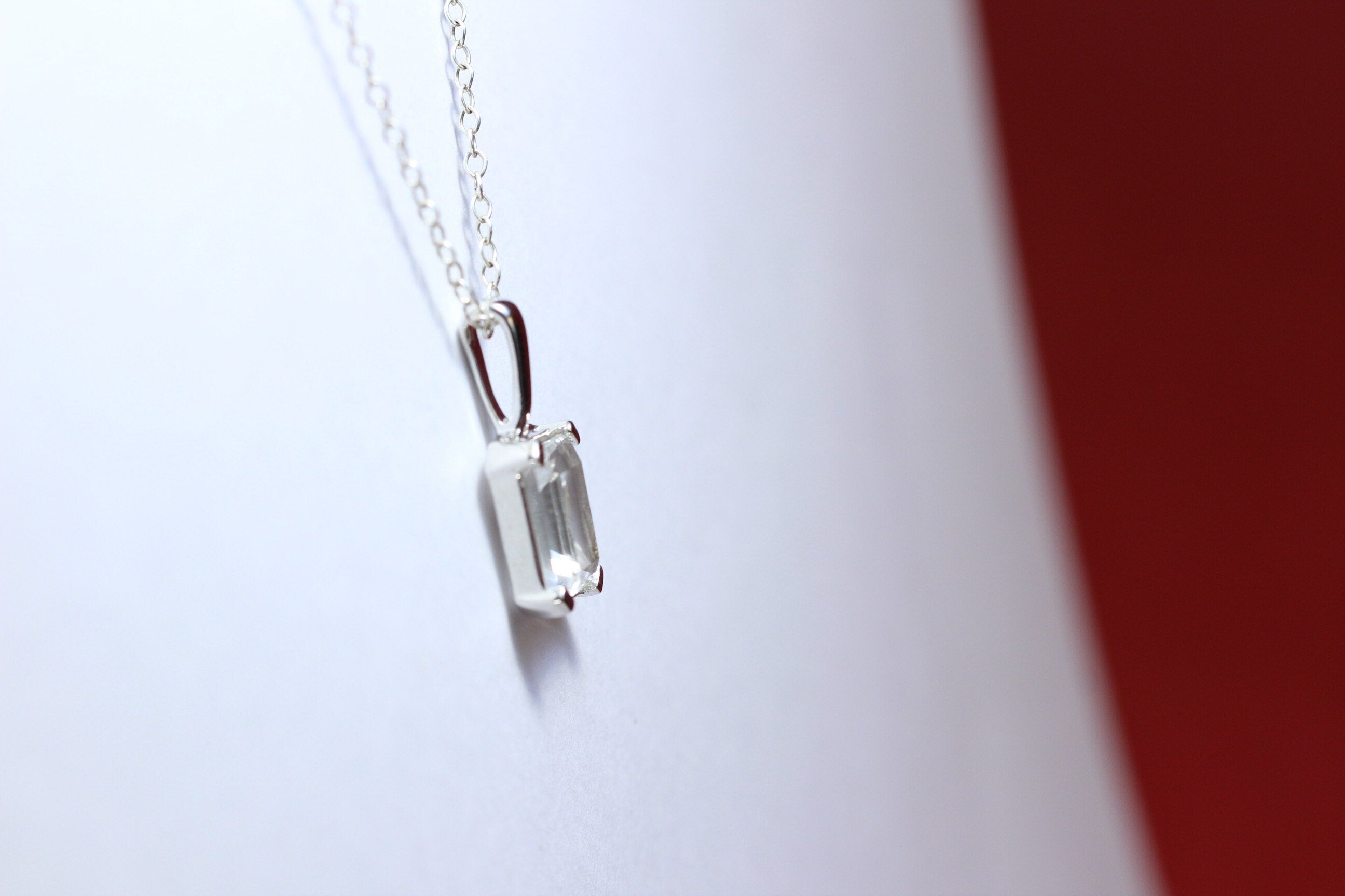Edler 3,39 Carat weisstopas Anhanger 925 Silber Collier Kette Edelsteinanhanger