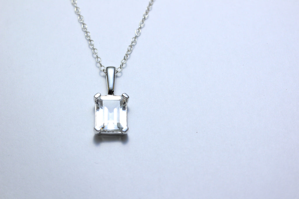 Edler 3,39 Carat weisstopas Anhanger 925 Silber Collier Kette Edelsteinanhanger