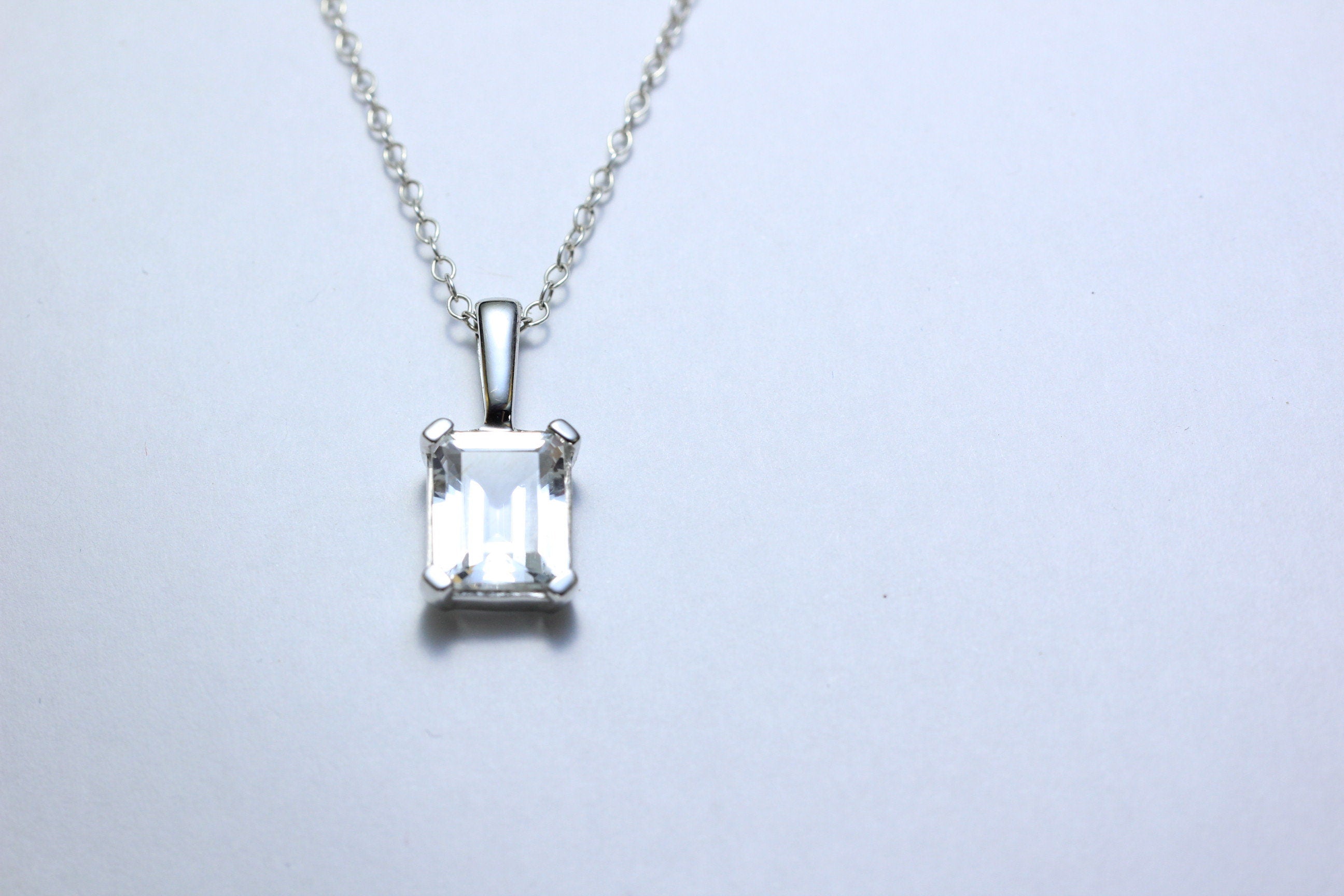 Edler 3,39 Carat weisstopas Anhanger 925 Silber Collier Kette Edelsteinanhanger