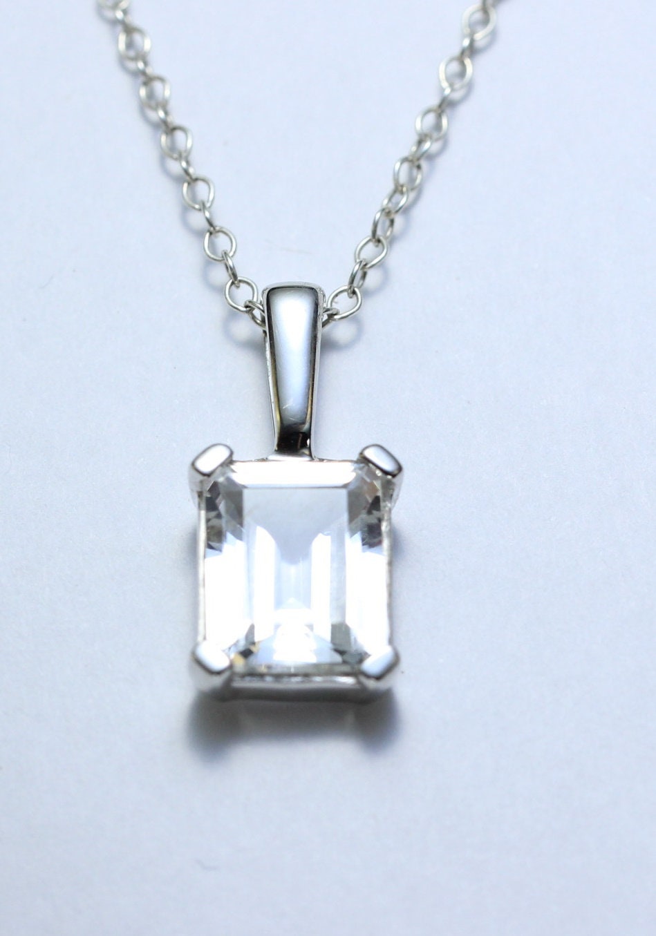 Edler 3,39 Carat weisstopas Anhanger 925 Silber Collier Kette Edelsteinanhanger