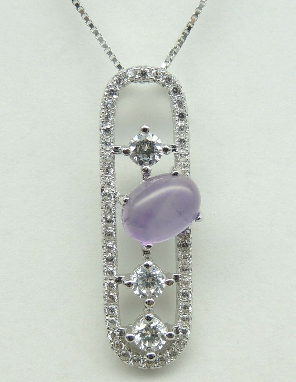 Edler 0,8 Carat Amethyst Anhänger 925 Silber Cabochon mit Zirkonia
