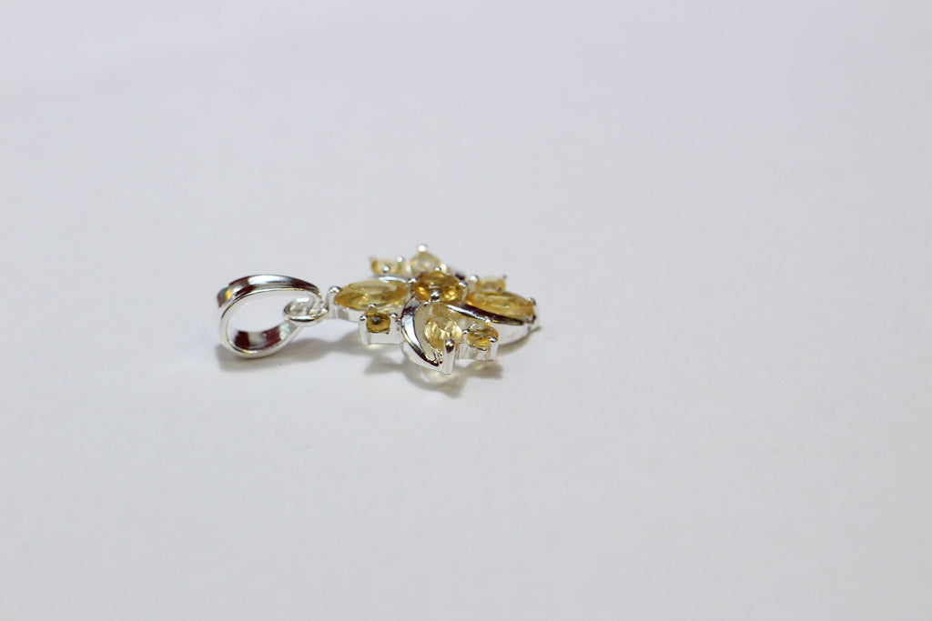 Echter Citrin Anhänger 925 Silber  0,8 Karat Gelber Edelstein Schmuck  Goldener Edelstein Anhänger Handgefertigt  Geschenk für Sie