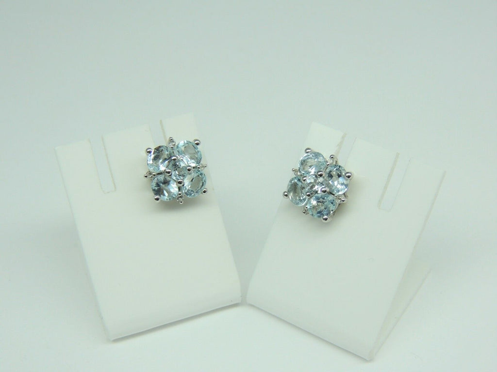 Edle 4,40 Carat Blautpas Weiatopas Ohrstecker, 925 Silber, Ohrring