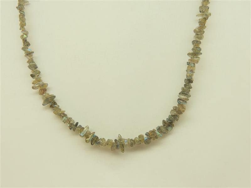 61,25 Carat funkelndes Labradorit Collier Splitterkette 925 Silber bis ca 47,5