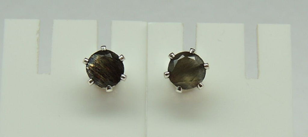 Edler 1,72 Carat schwarzer Mondstein Ohrstecker 925 Silber Ohrring aus Madagaska