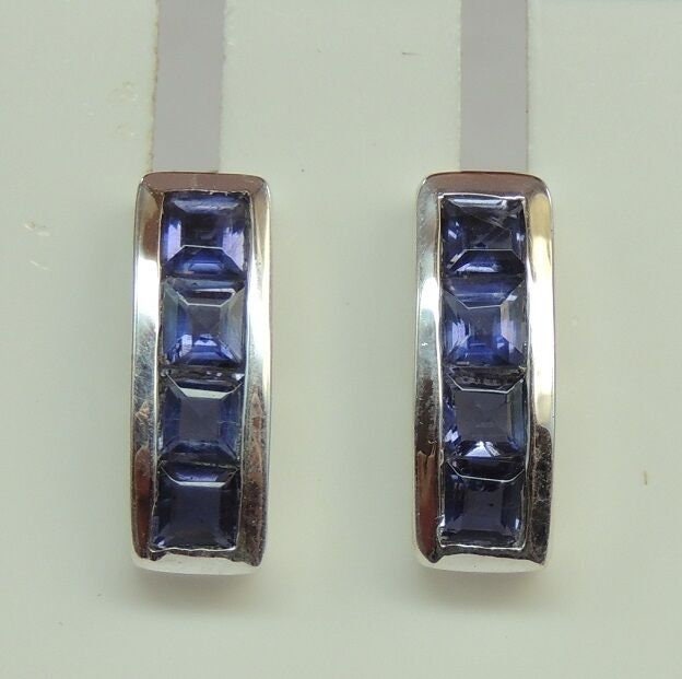 Edle 0,66 Carat Iolith Ohrstecker Wassersaphir 925 Silber Luchssaphir Ohrring