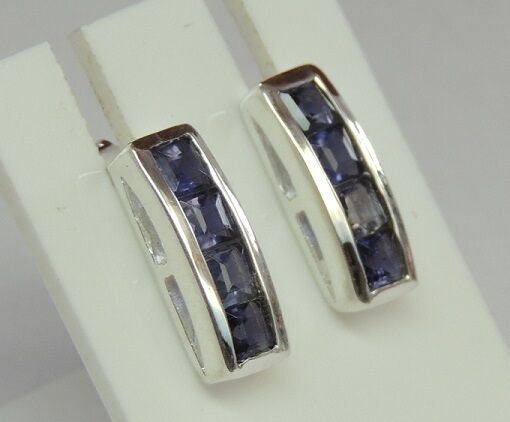 Edle 0,66 Carat Iolith Ohrstecker Wassersaphir 925 Silber Luchssaphir Ohrring