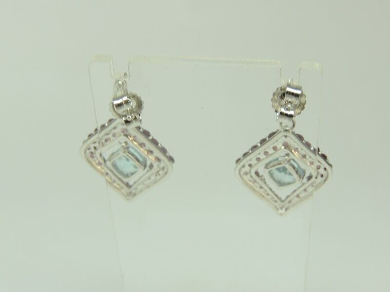 Exklusive 5,70 Carat Rhodolith / Blautopas Ohrstecker 925 Silber Top Edel