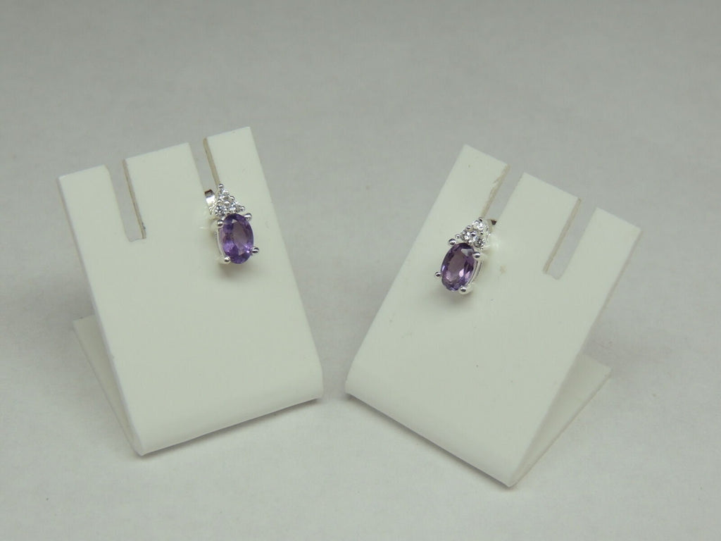 Edle echte 0,6 Carat Amethyst Ohrstecker 925 Silber Zironia funkelnde Ohrstecker