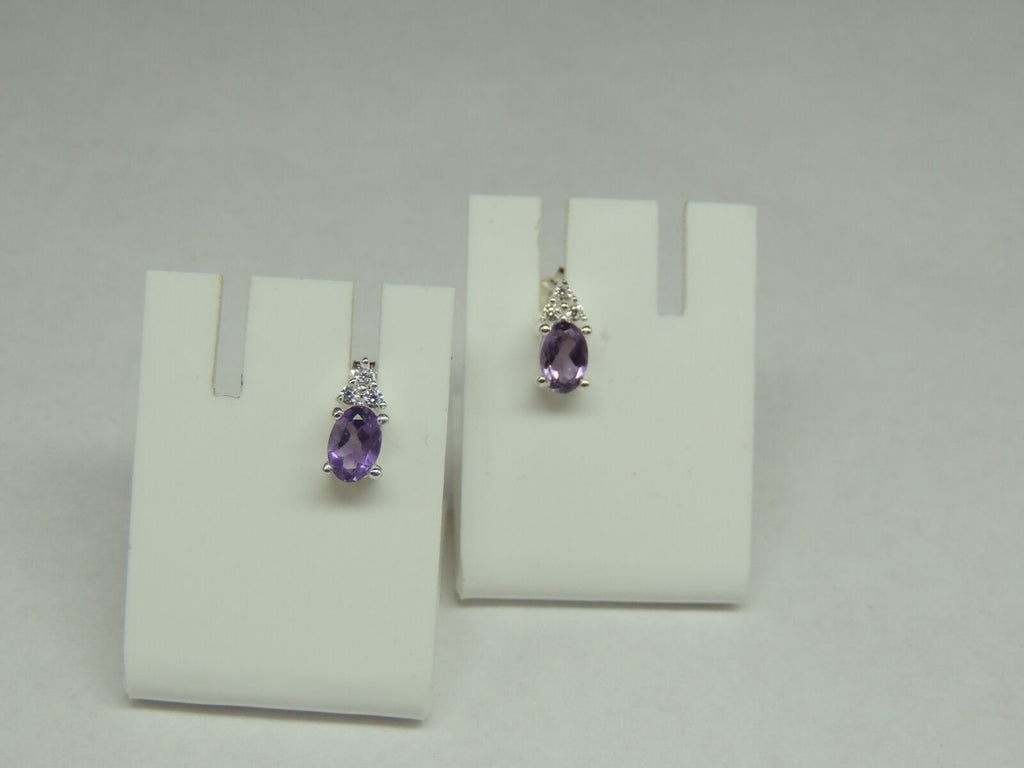 Edle echte 0,6 Carat Amethyst Ohrstecker 925 Silber Zironia funkelnde Ohrstecker