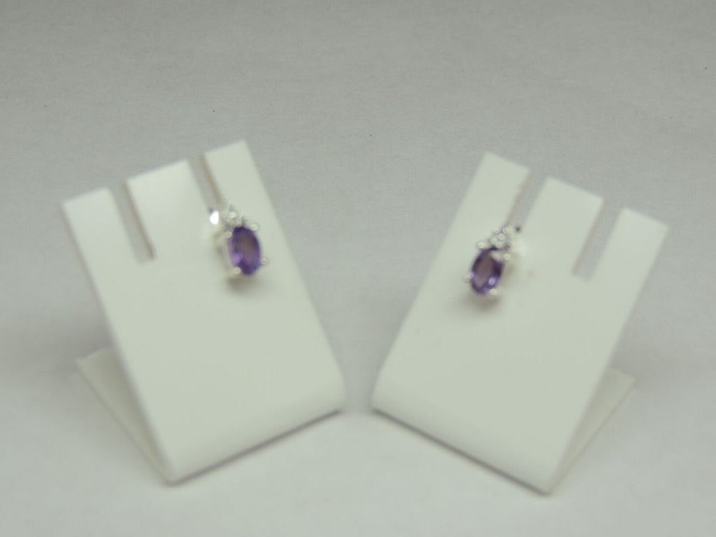 Edle echte 0,6 Carat Amethyst Ohrstecker 925 Silber Zironia funkelnde Ohrstecker