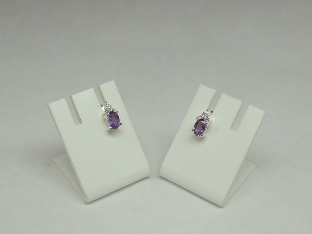 Edle echte 0,6 Carat Amethyst Ohrstecker 925 Silber Zironia funkelnde Ohrstecker
