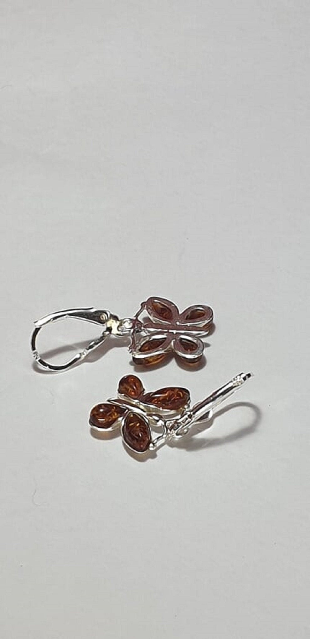 Edle Bernstein Schmetterlings Ohrhanger 925 Silber echter Bernstein aus Litauen